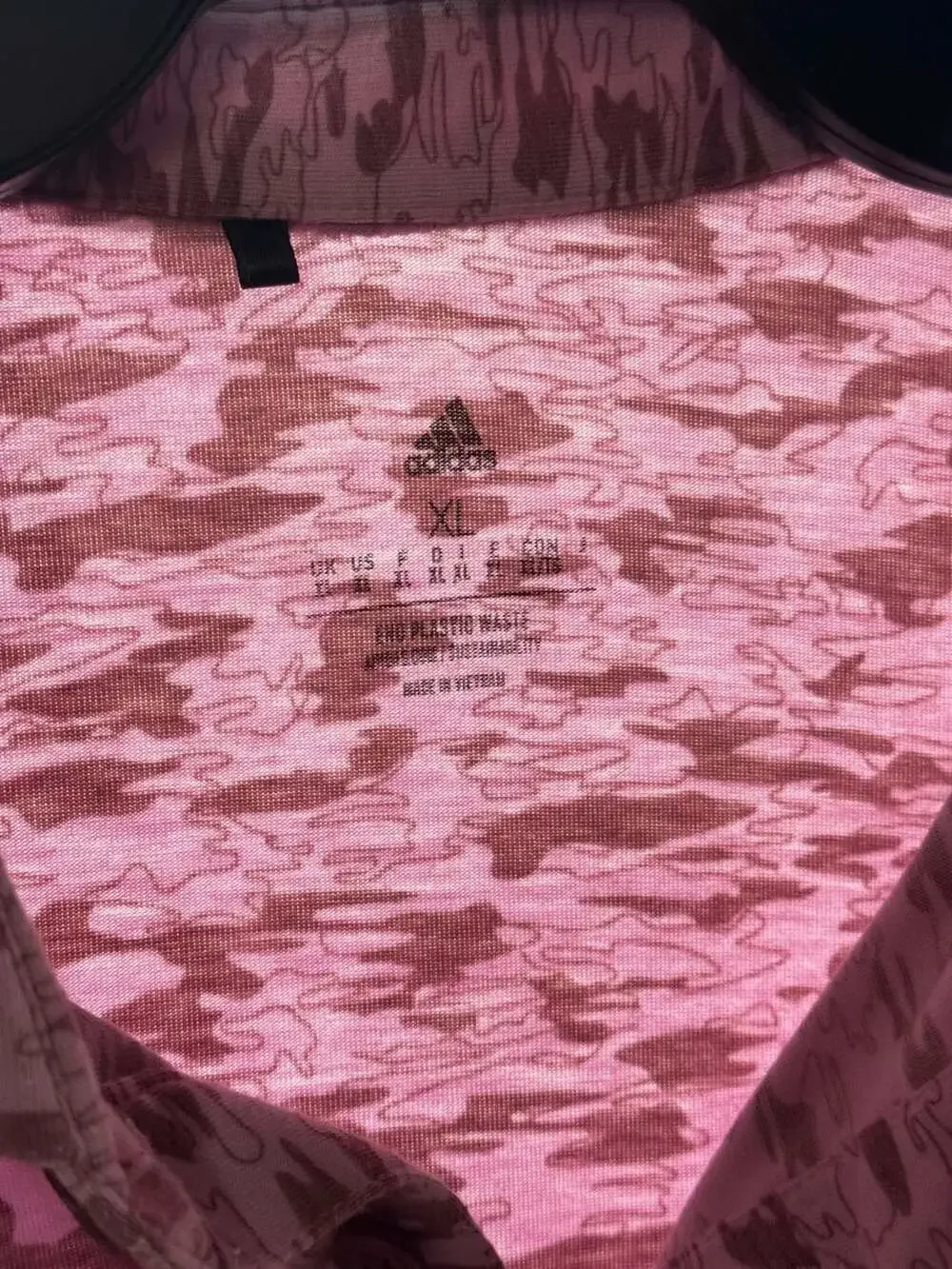 Adidas Go-To Camo Print Golf Polo Shirt Pink Men's XL Performance Stretch